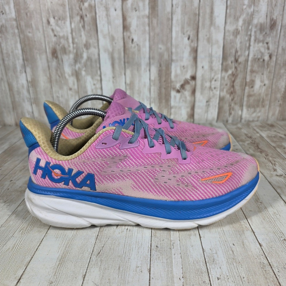 Hoka Clifton 9 Pink Blue Running Shoes Sneakers 1127895 CSLC Mens 8.5D Womens 10